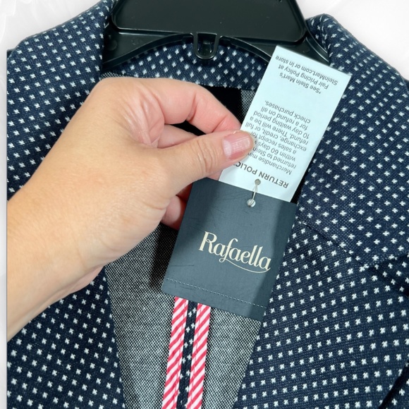 Rafaella Blazer Blue White Print Unlined Long Sleeve Jacket All-Seasons Sz M Med - Picture 4 of 11